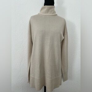 H by Halston Silk Cashmere Turtleneck Sweater Soft Neutral Beige Size Small